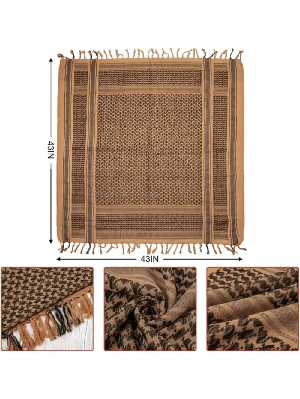 Tactical Desert Shemagh Scarf | Lightweight Cotton Neck Wrap, Windproof & Sand